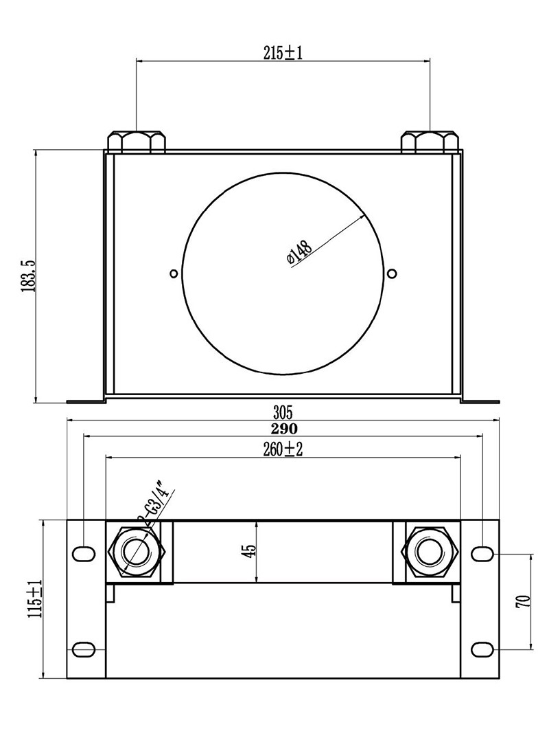 Air-cooled Hydraulic Oil Cooler Overall dimension