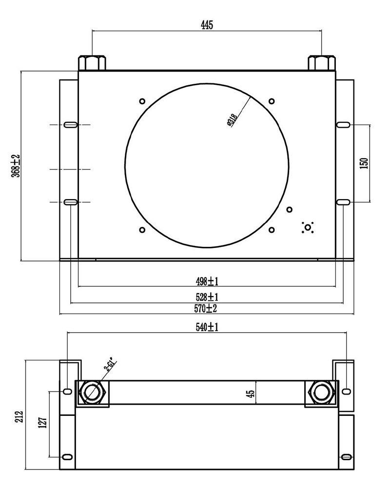 Industrial Air-cooled Oil Cooler Overall dimension