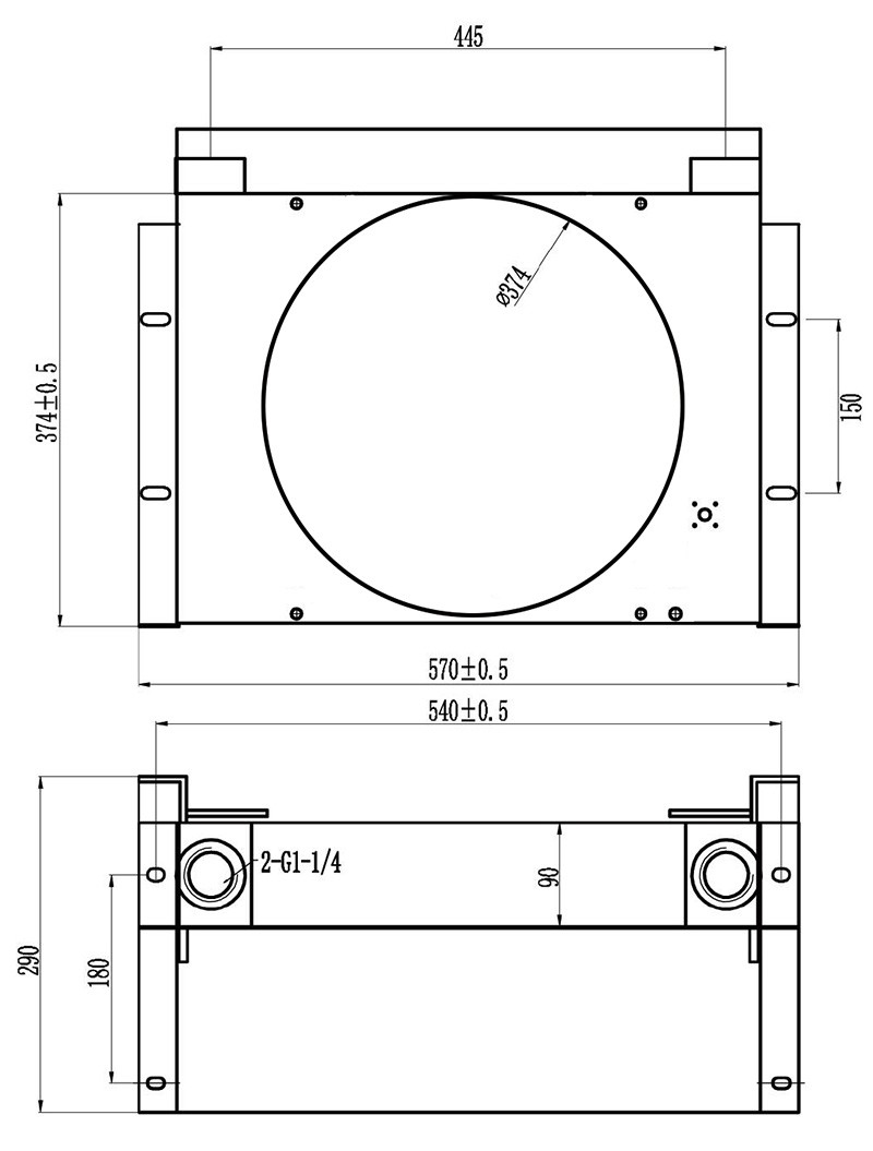 Aluminum Air-cooled Hydraulic Radiator Overall dimension