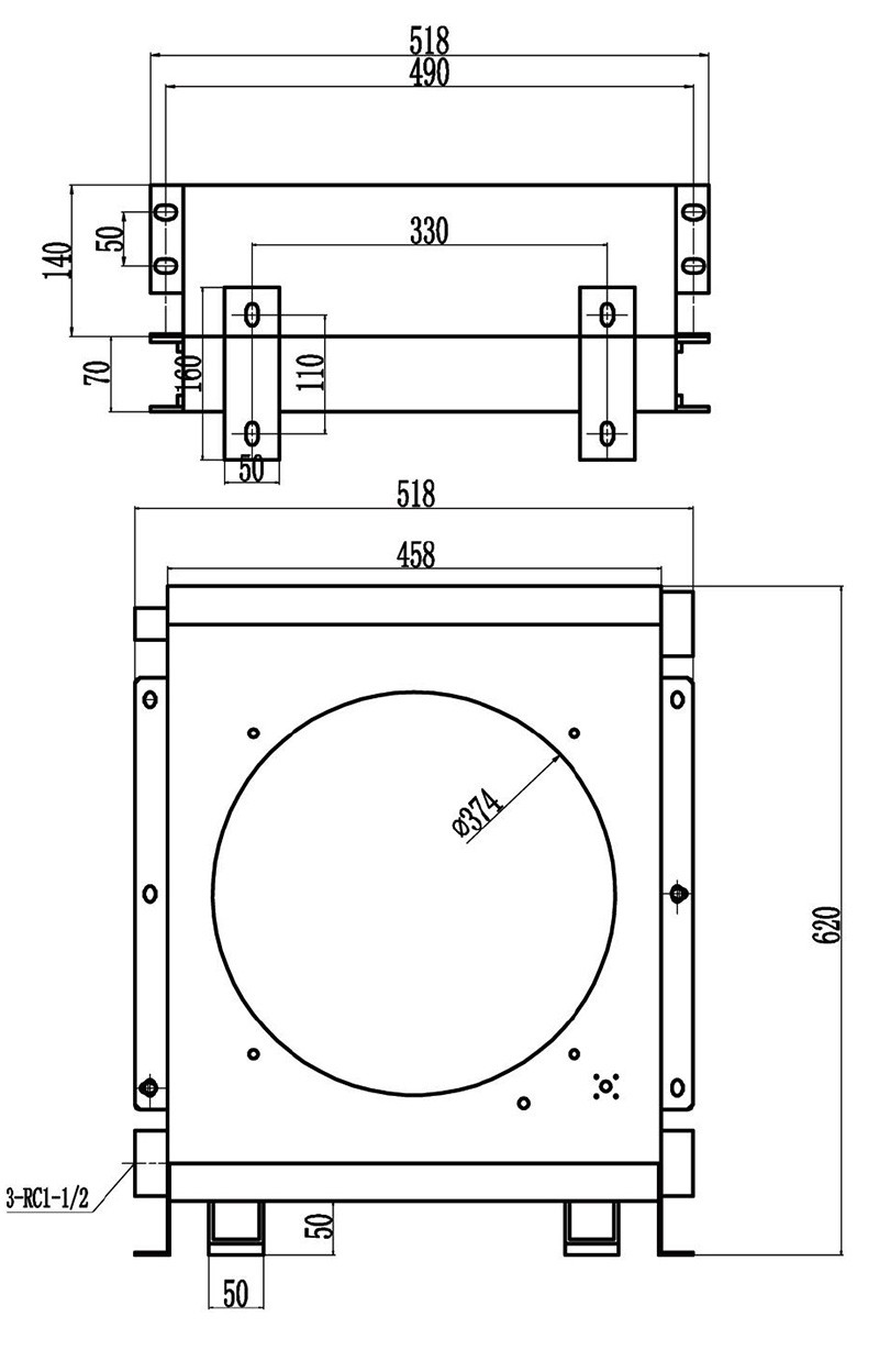 Hydraulic System Air Cooler Overall dimension