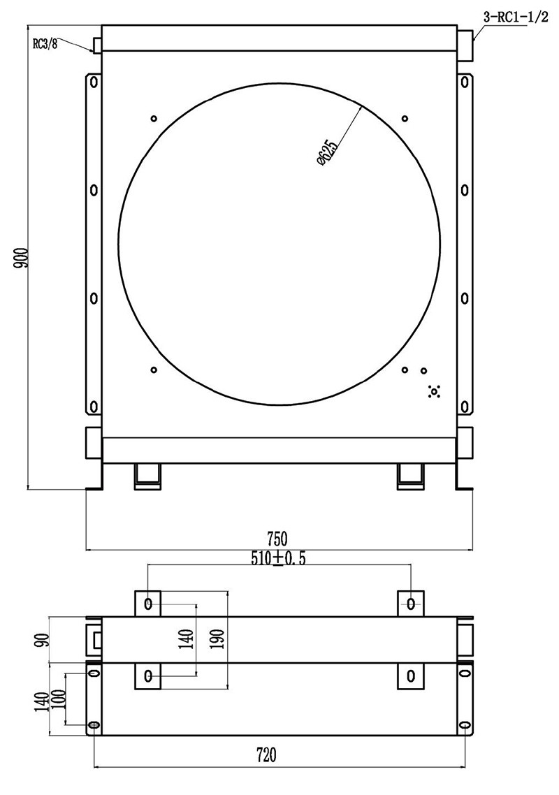 Construction Machinery Hydraulic Oil Cooler Overall dimension