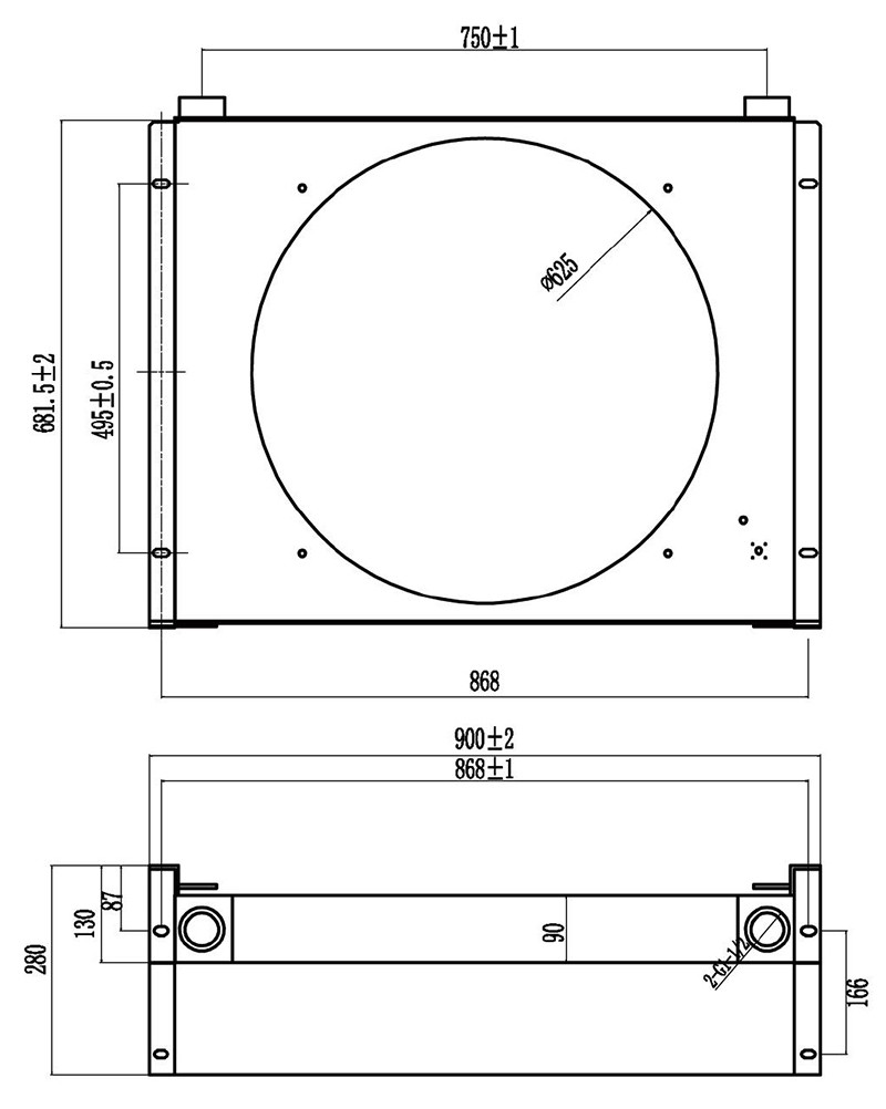 Air-cooled Hydraulic Oil Heat Exchanger Overall dimension